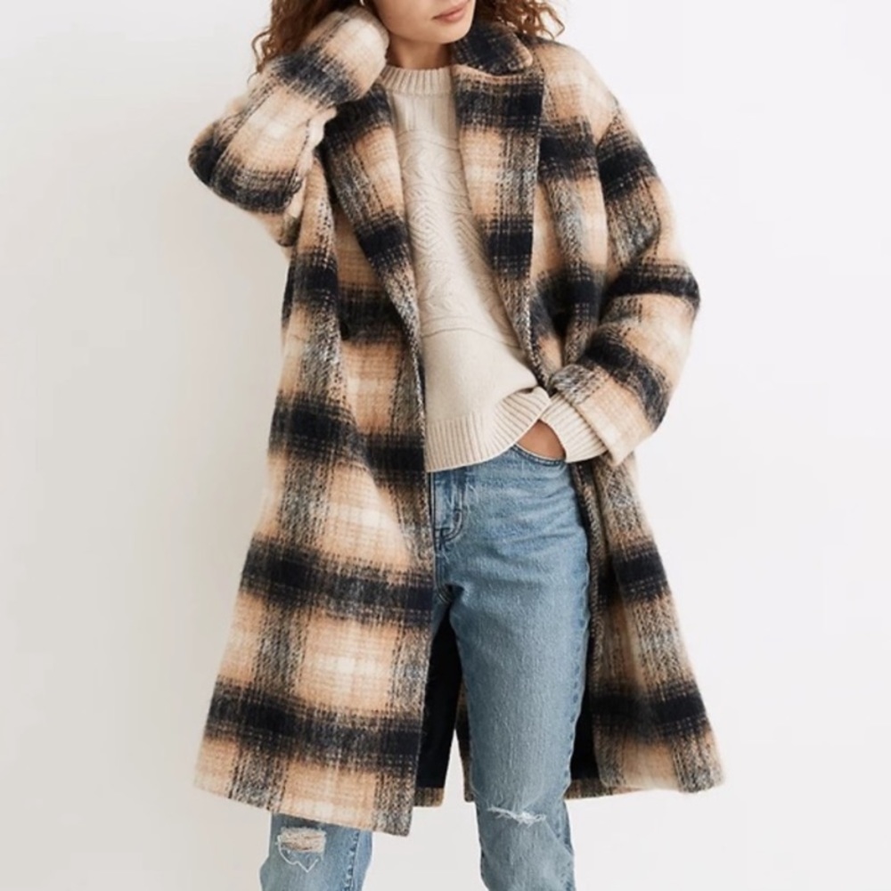 Madewell Courton Cocoon Coat in Plaid